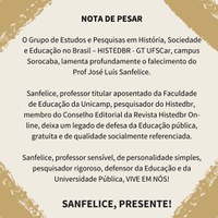 Nota de pesar - Prof Sanfelice/Unicamp